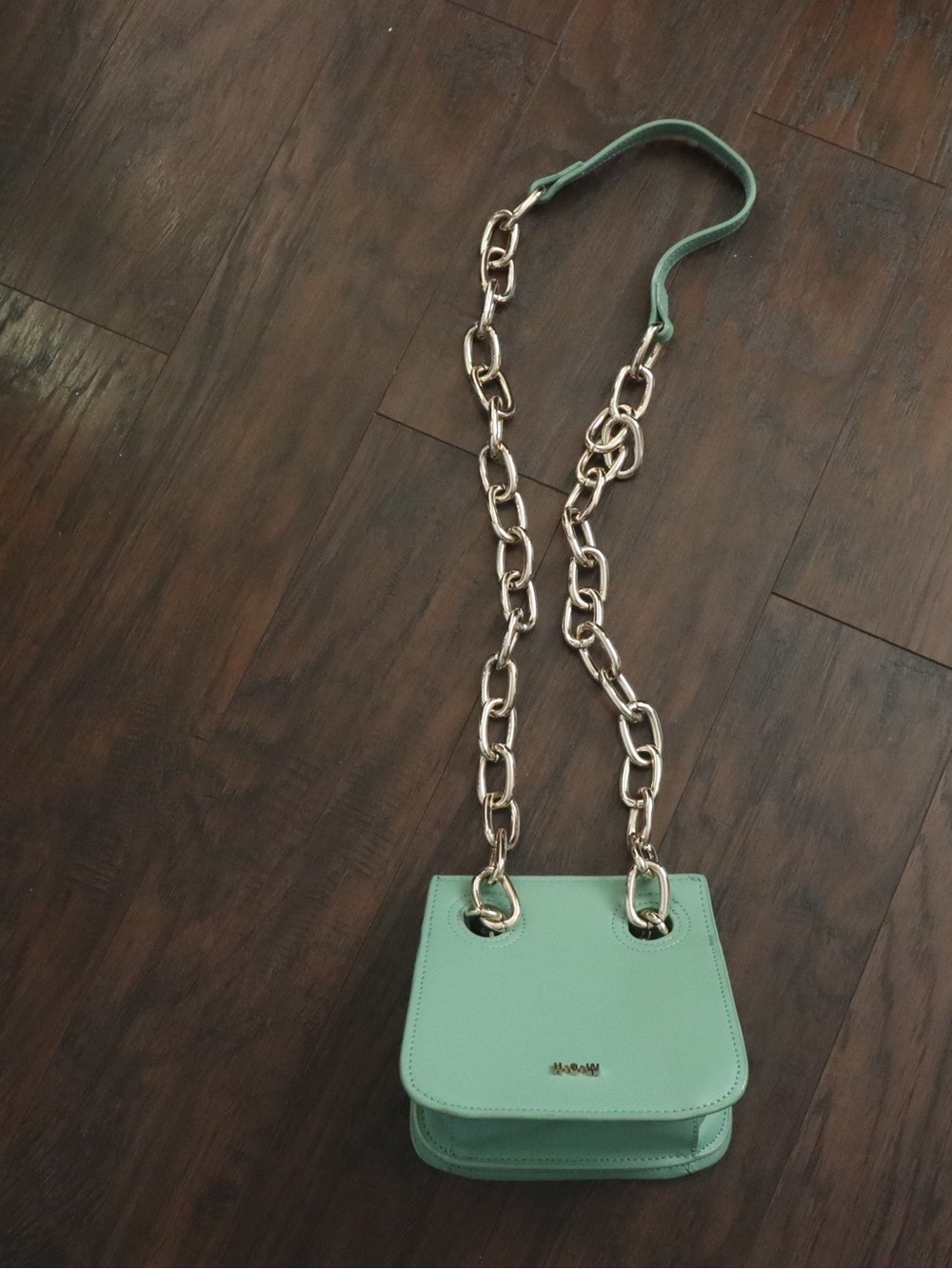Mint Green H.O.W. Crossbody Bag with Gold Chain Strap